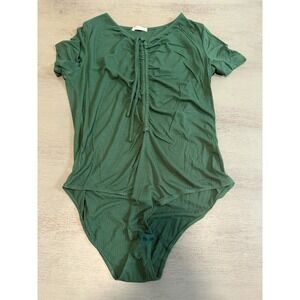 green ribbed ZABERRY body suit shirt plus size XL